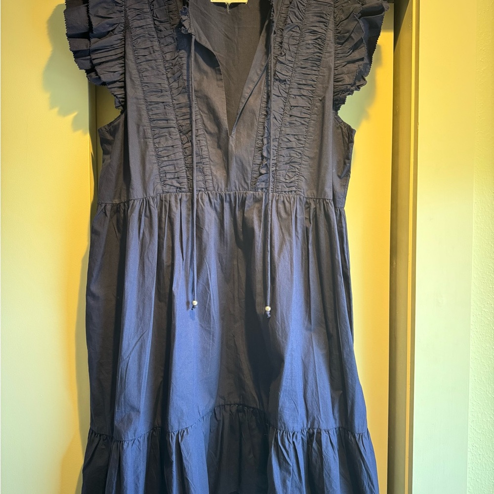 Caroline Constas Navy Ruffled Dress